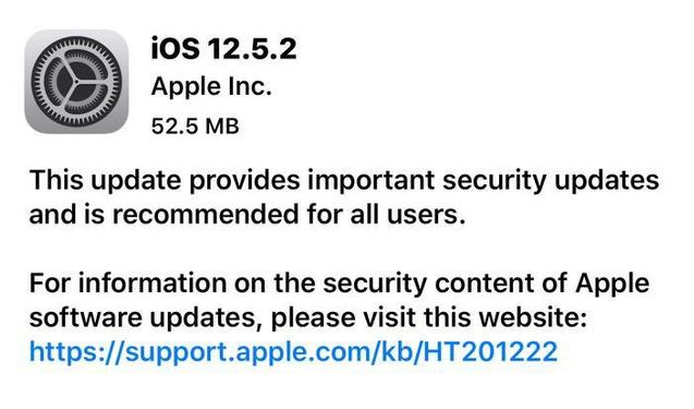 锦屏苹果手机维修分享iOS12.5.2发布，建议所有老苹果用户安装 